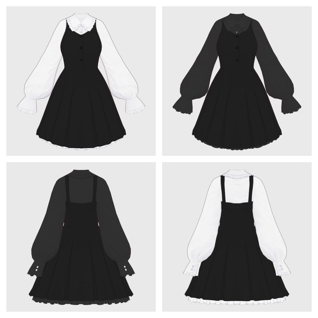 【#VRoid】ジャンパースカート+ブラウスtype-c【#vroidcustomitem】