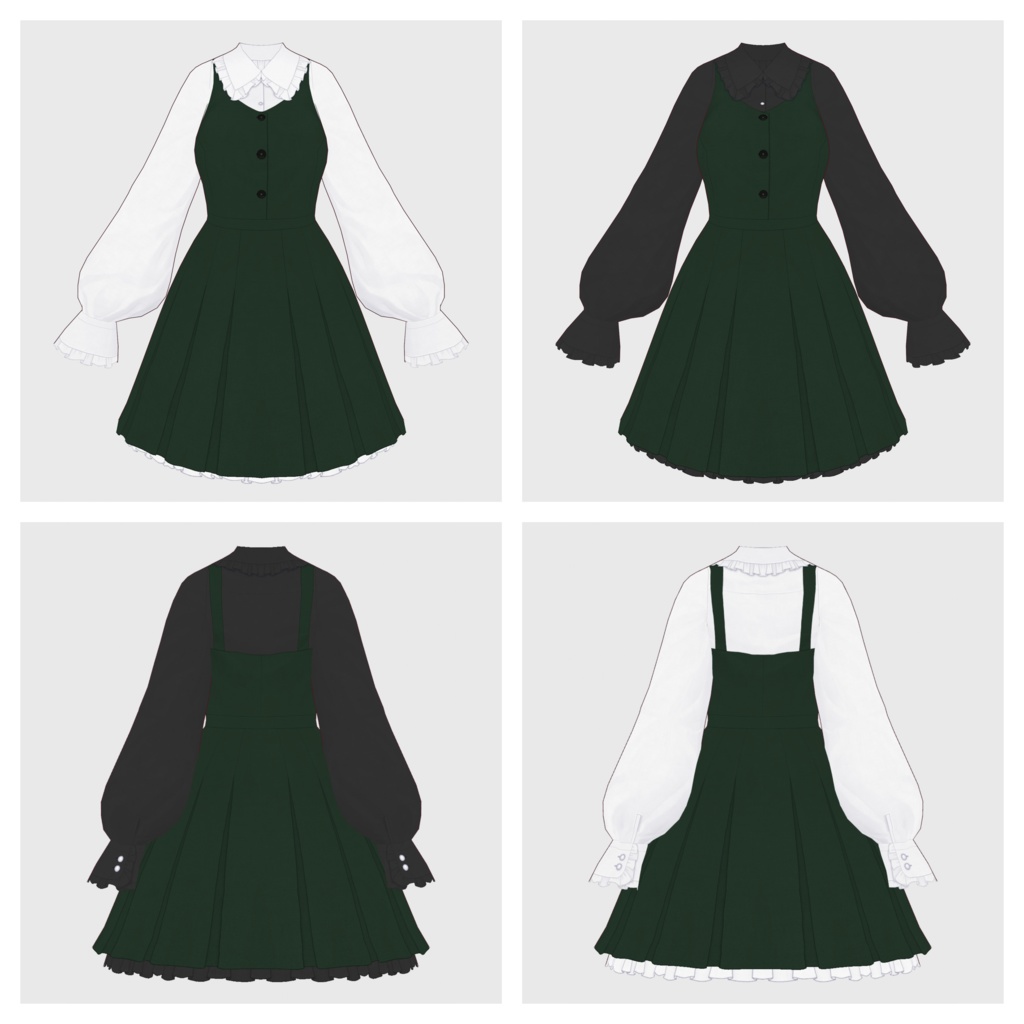 【#VRoid】ジャンパースカート+ブラウスtype-c【#vroidcustomitem】