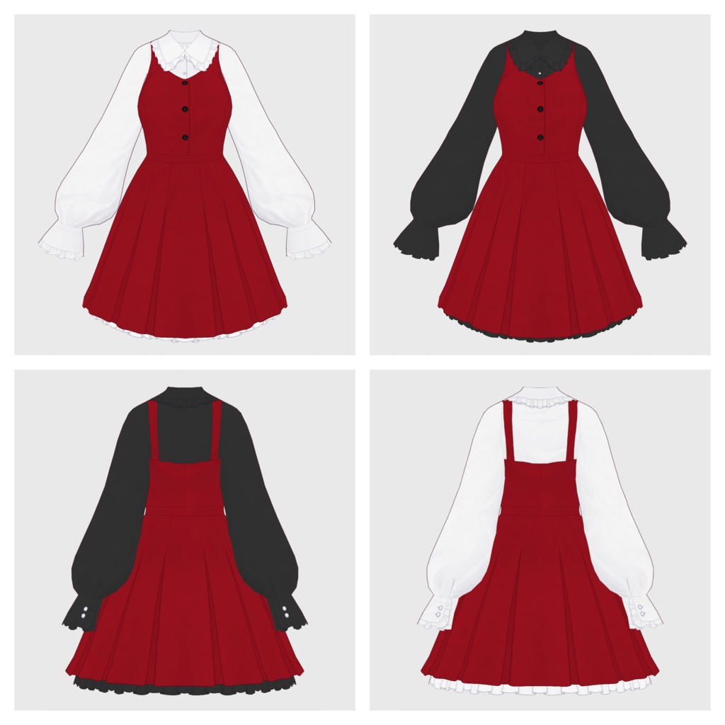 【#VRoid】ジャンパースカート+ブラウスtype-c【#vroidcustomitem】