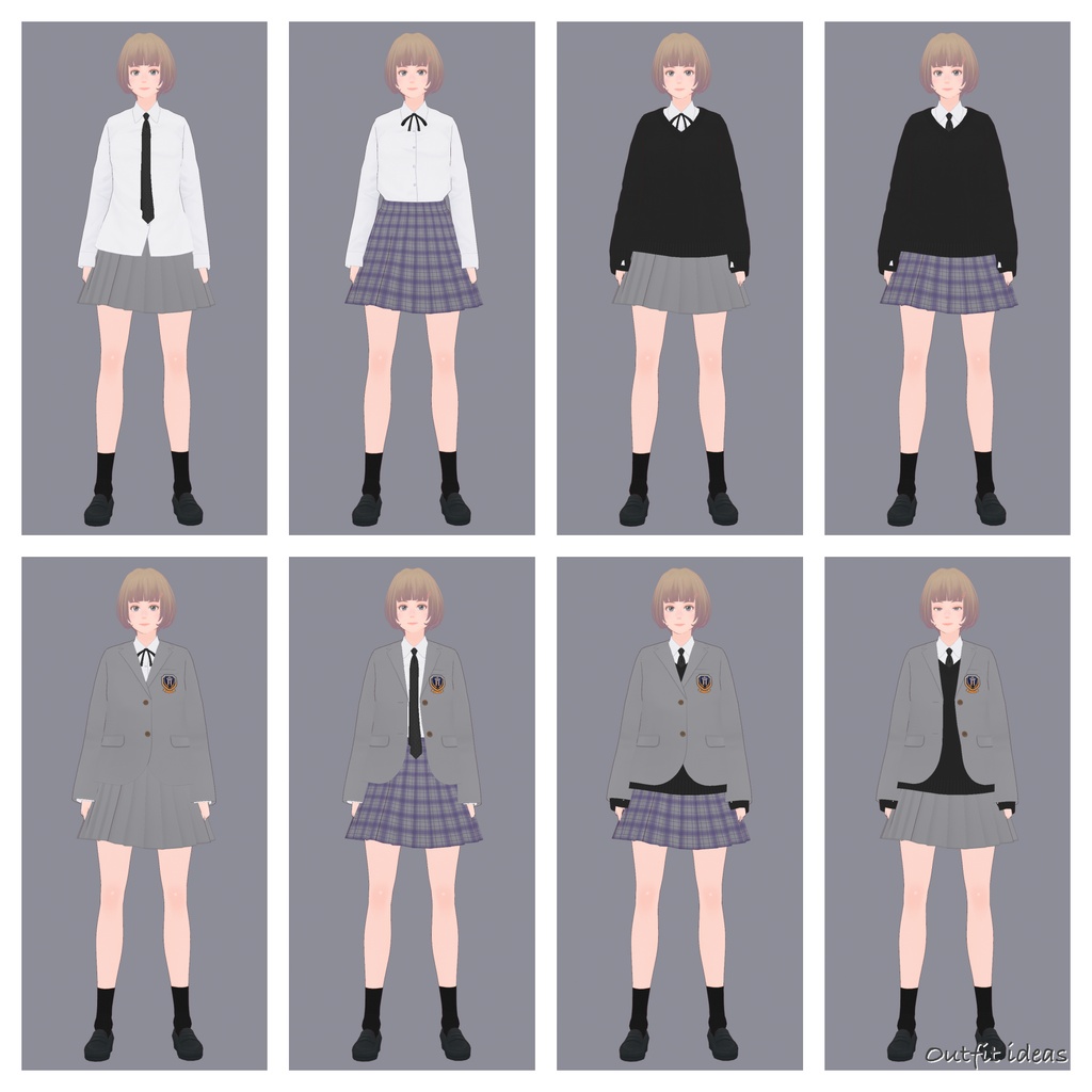 【#VRoid】スクールユニフォームセット2【#vroidcustomitem】