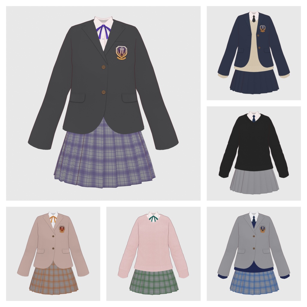 【#VRoid】スクールユニフォームセット2【#vroidcustomitem】