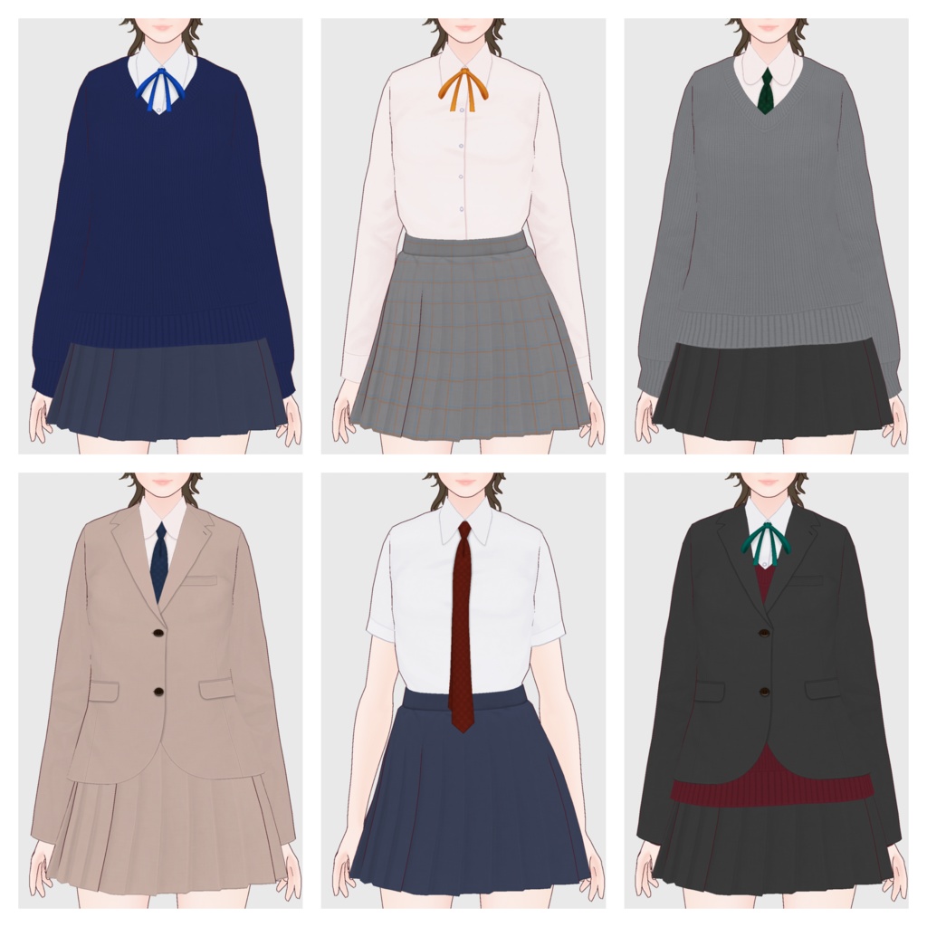 【#VRoid】スクールユニフォームセット【#vroidcustomitem】