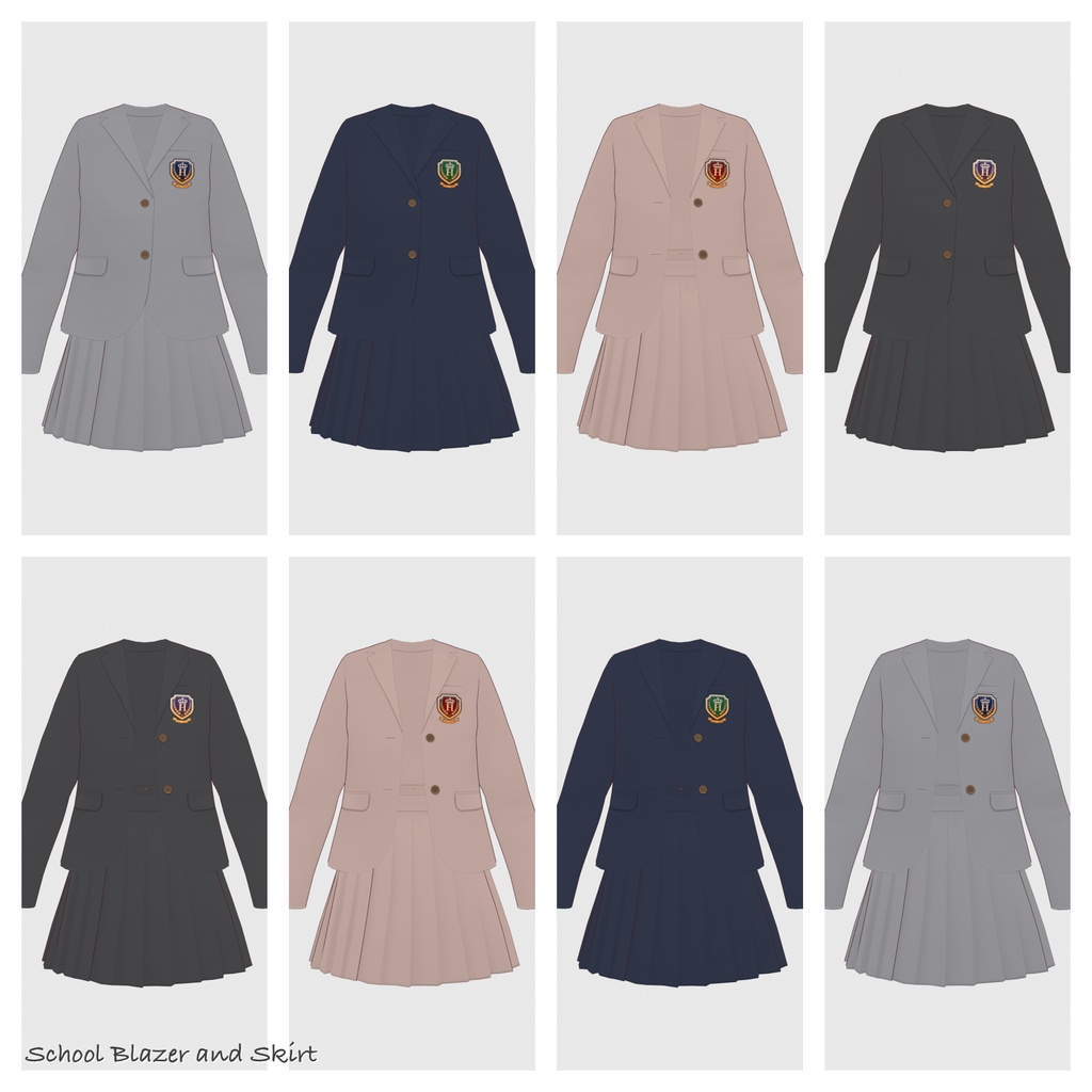 【#VRoid】スクールユニフォームセット2【#vroidcustomitem】