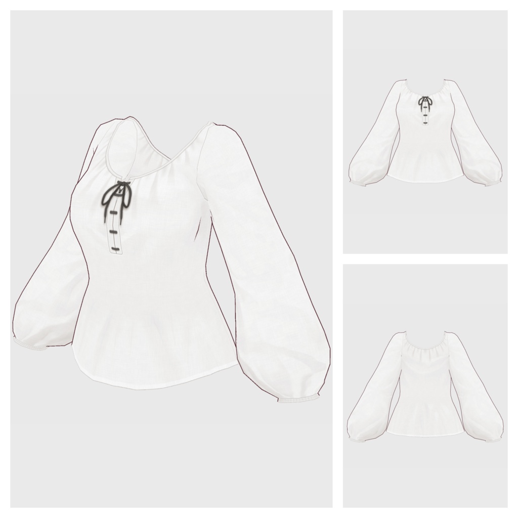 【#VRoid】スモックブラウス【#vroidcustomitem】