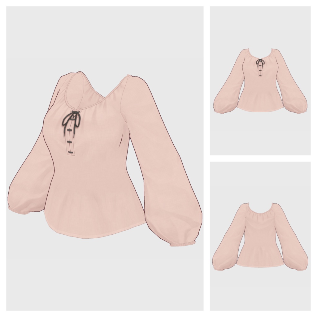 【#VRoid】スモックブラウス【#vroidcustomitem】