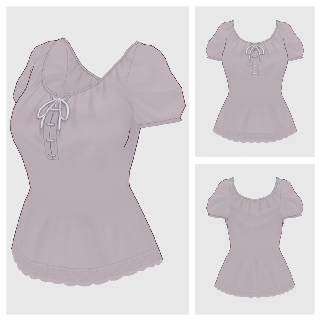 【#VRoid】スモックブラウス(半袖)【#vroidcustomitem】