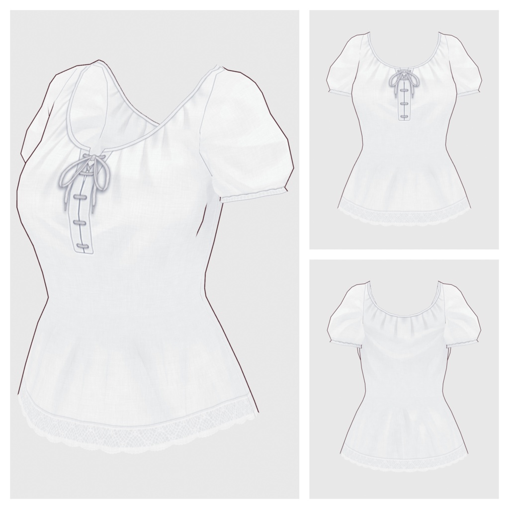 【#VRoid】スモックブラウス(半袖)【#vroidcustomitem】