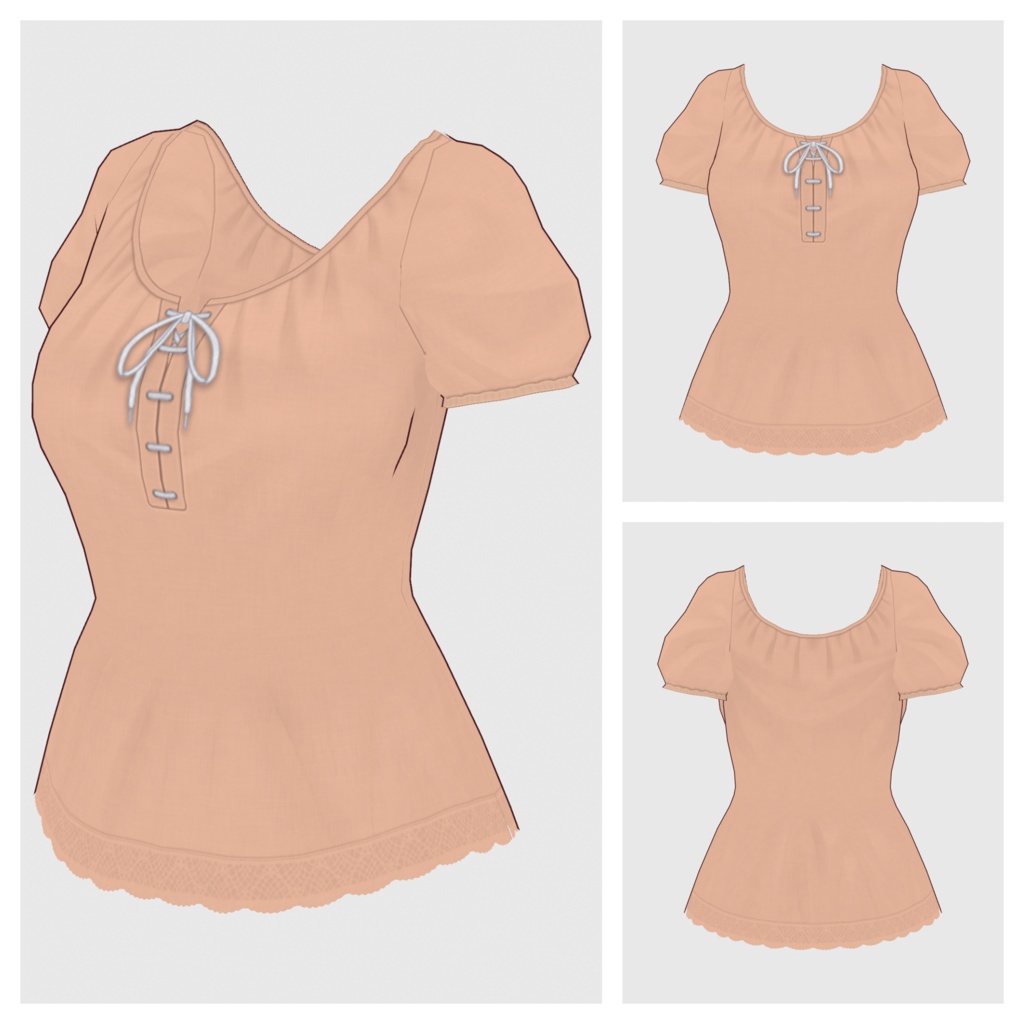 【#VRoid】スモックブラウス(半袖)【#vroidcustomitem】