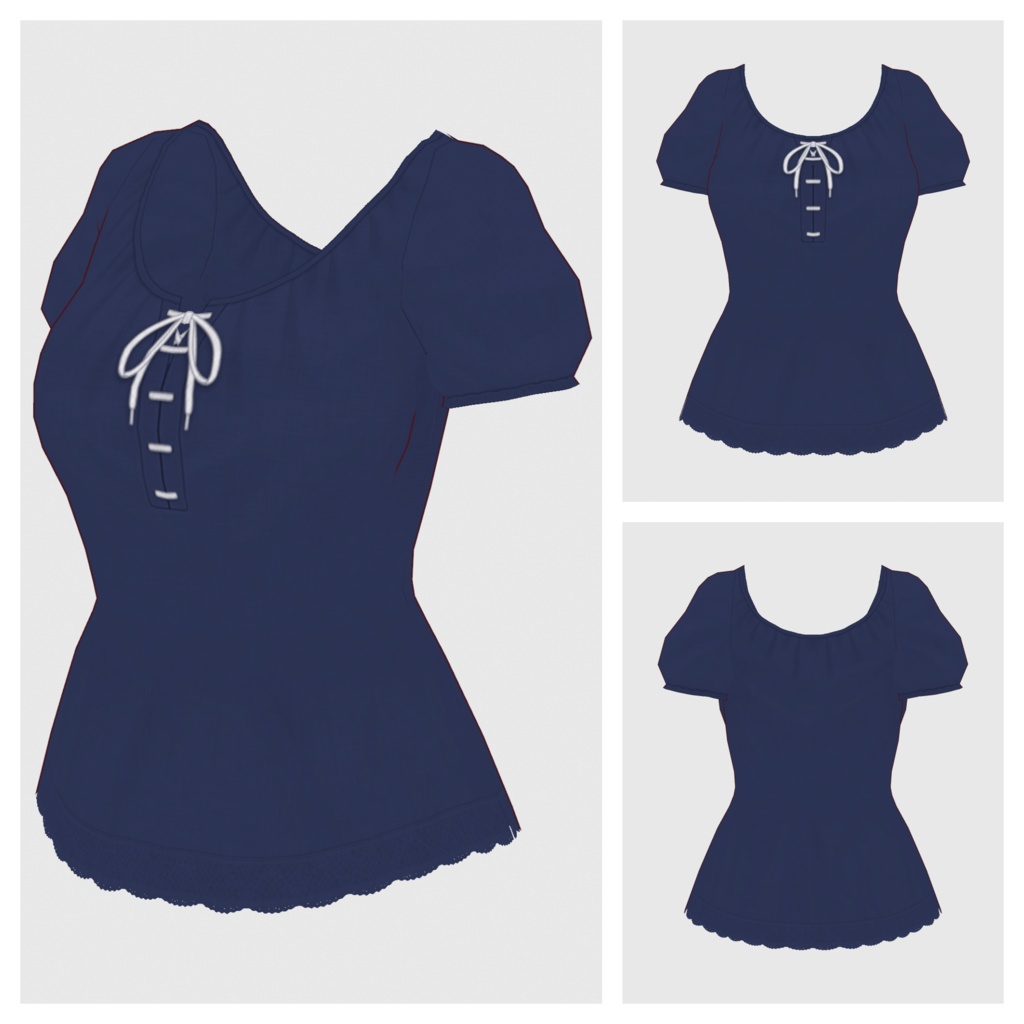 【#VRoid】スモックブラウス(半袖)【#vroidcustomitem】