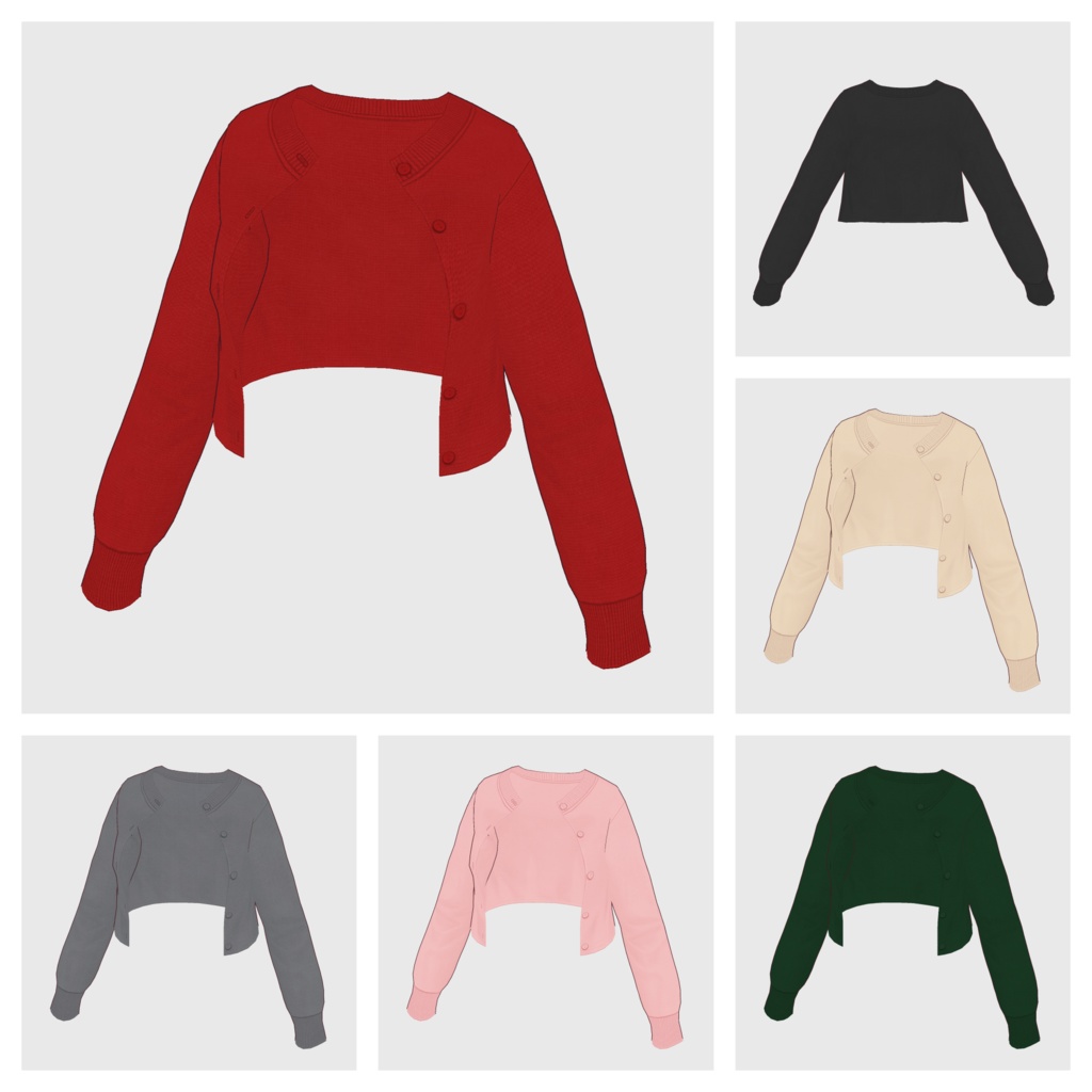 【#VRoid】クルーネックショートカーディガン【#.vroidcustomitem】