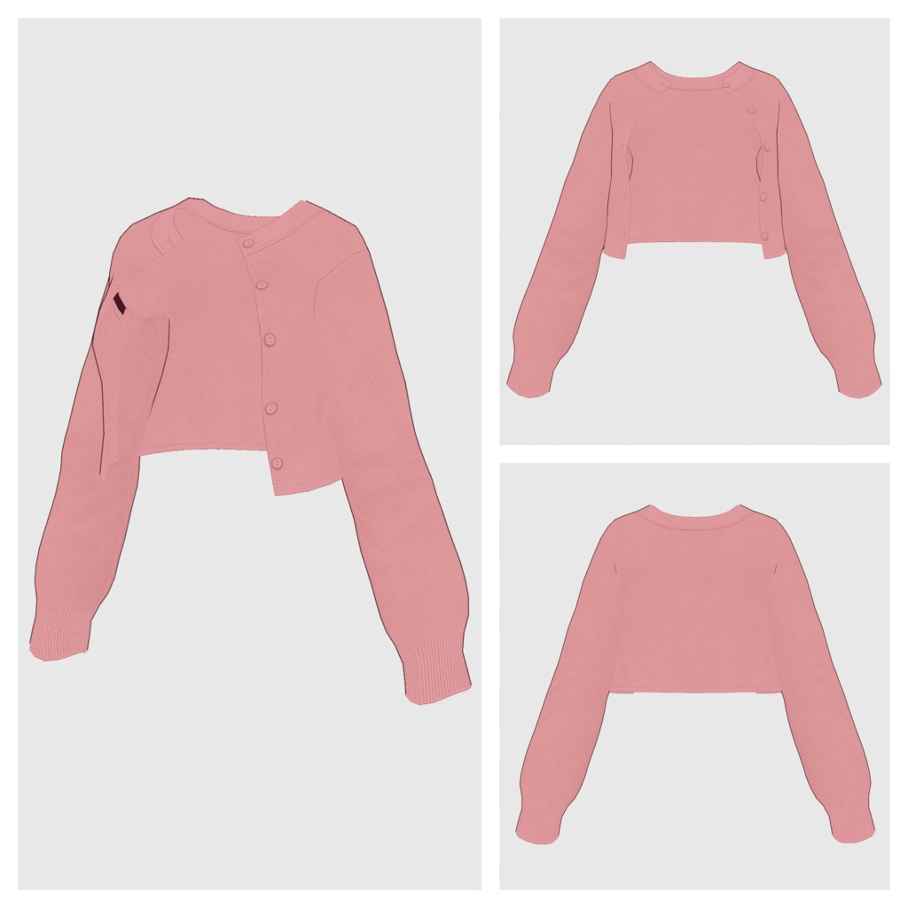 【#VRoid】クルーネックショートカーディガン(リニューアル版)【#vroidcustomitem】