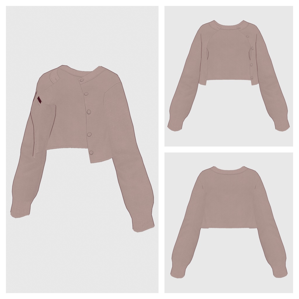 【#VRoid】クルーネックショートカーディガン(リニューアル版)【#vroidcustomitem】