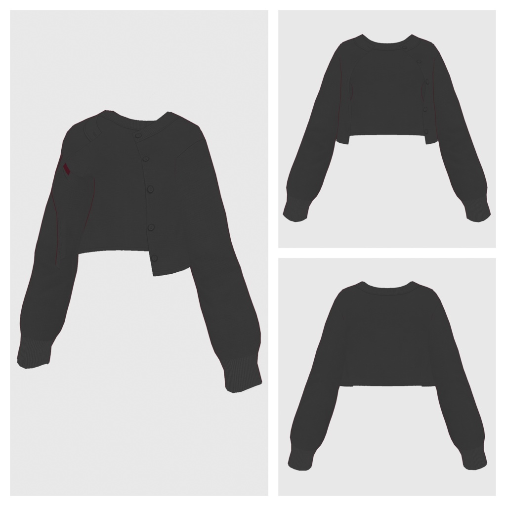 【#VRoid】クルーネックショートカーディガン(リニューアル版)【#vroidcustomitem】