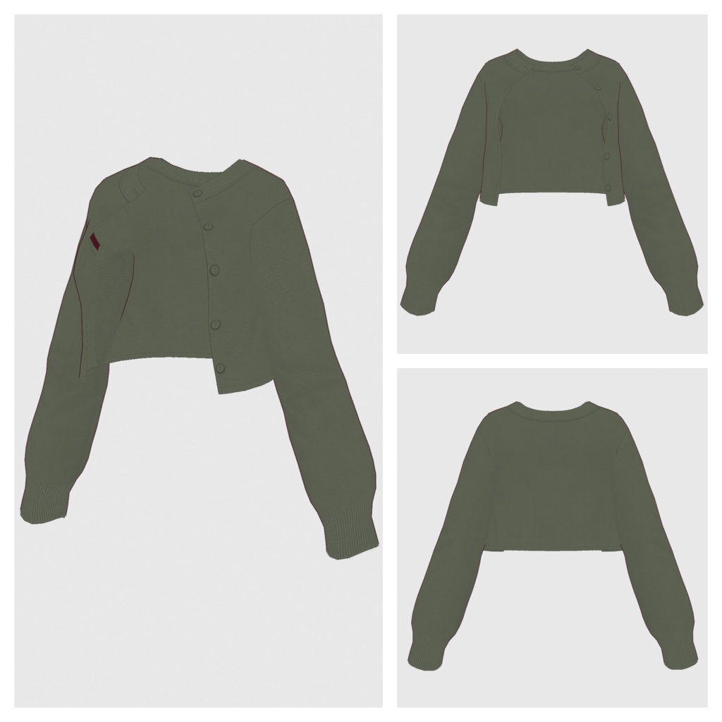 【#VRoid】クルーネックショートカーディガン(リニューアル版)【#vroidcustomitem】