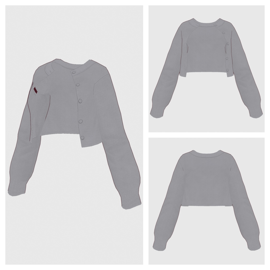 【#VRoid】クルーネックショートカーディガン(リニューアル版)【#vroidcustomitem】