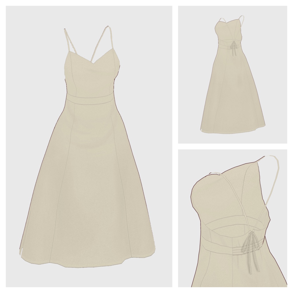 【#VRoid】バッククロスキャミワンピース【#vroidcustomitem】