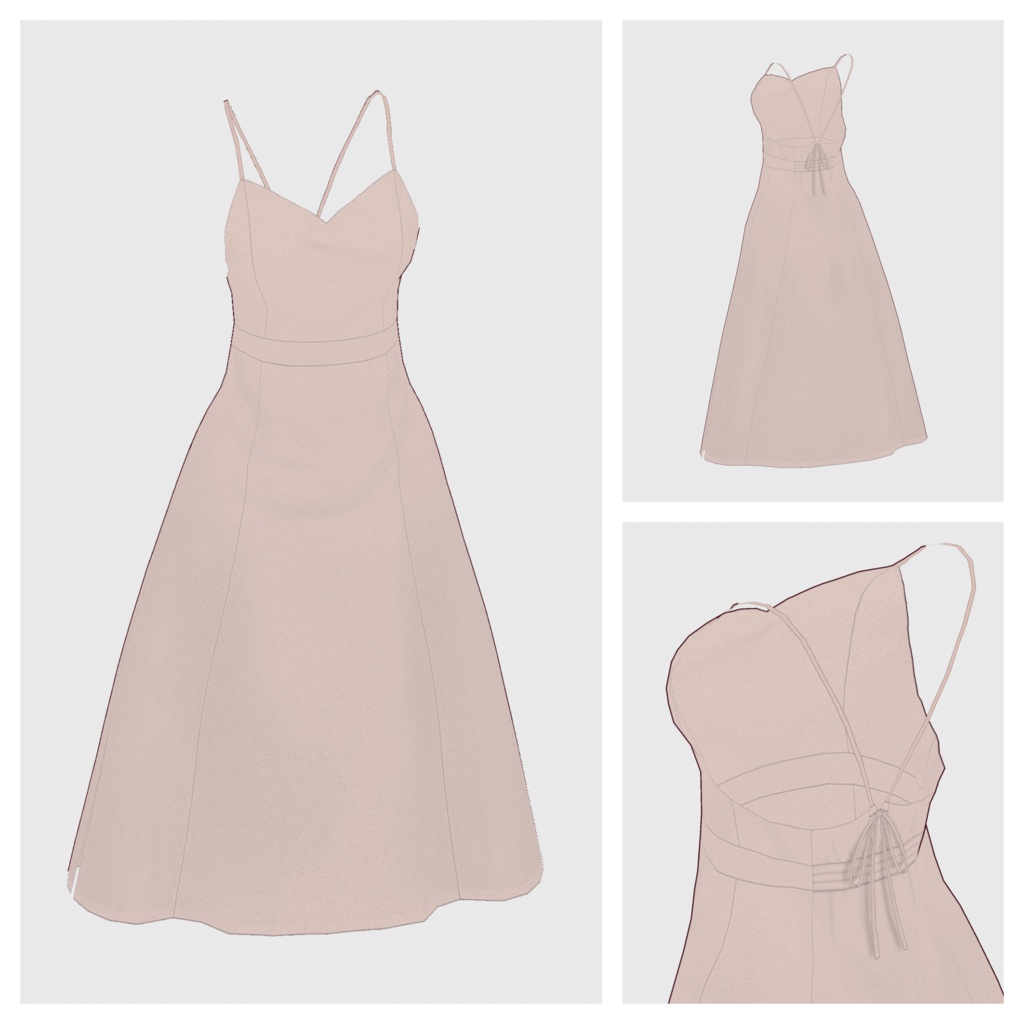 【#VRoid】バッククロスキャミワンピース【#vroidcustomitem】