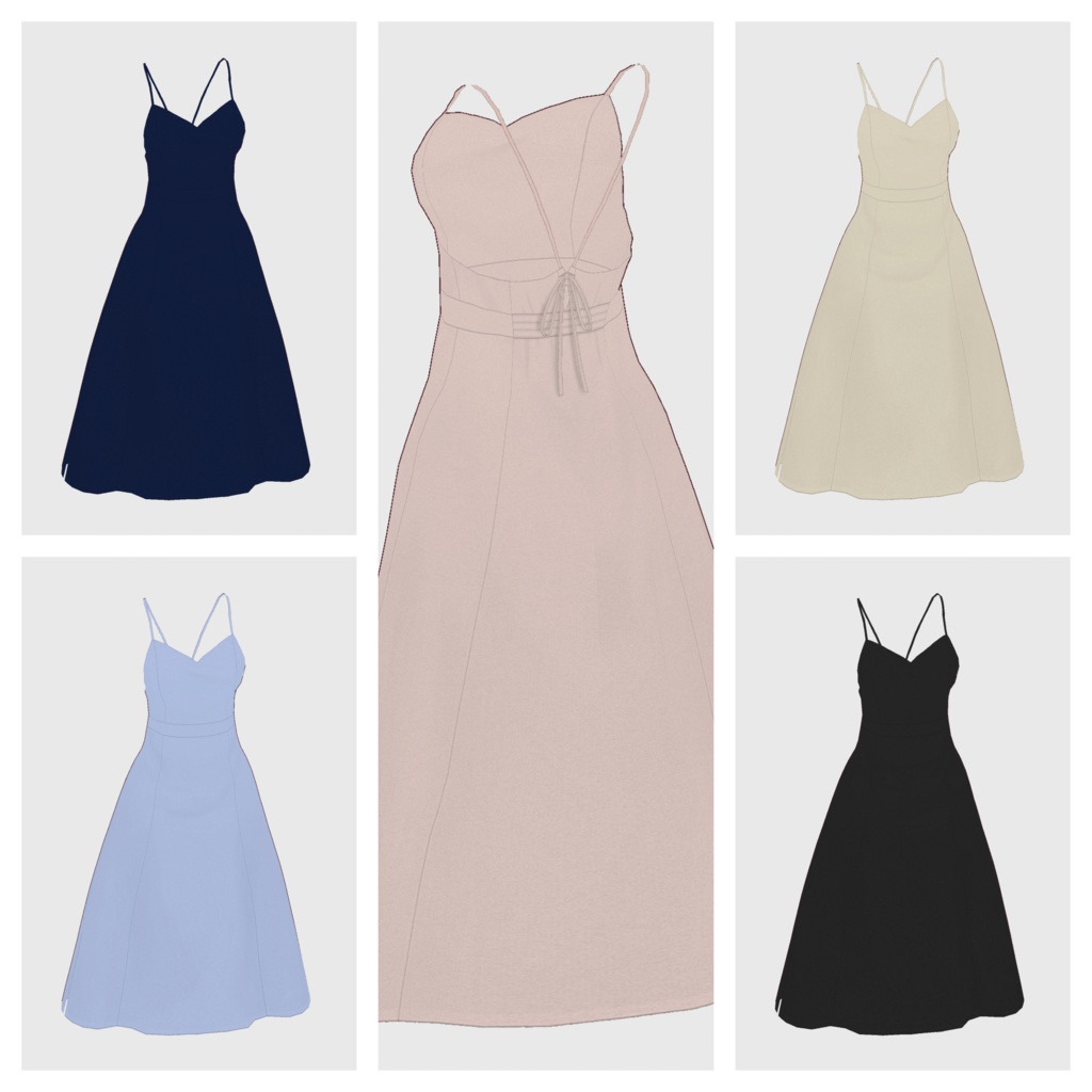 【#VRoid】バッククロスキャミワンピース【#vroidcustomitem】