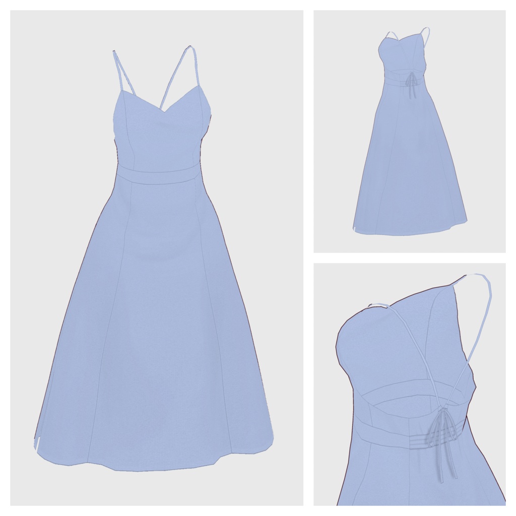 【#VRoid】バッククロスキャミワンピース【#vroidcustomitem】