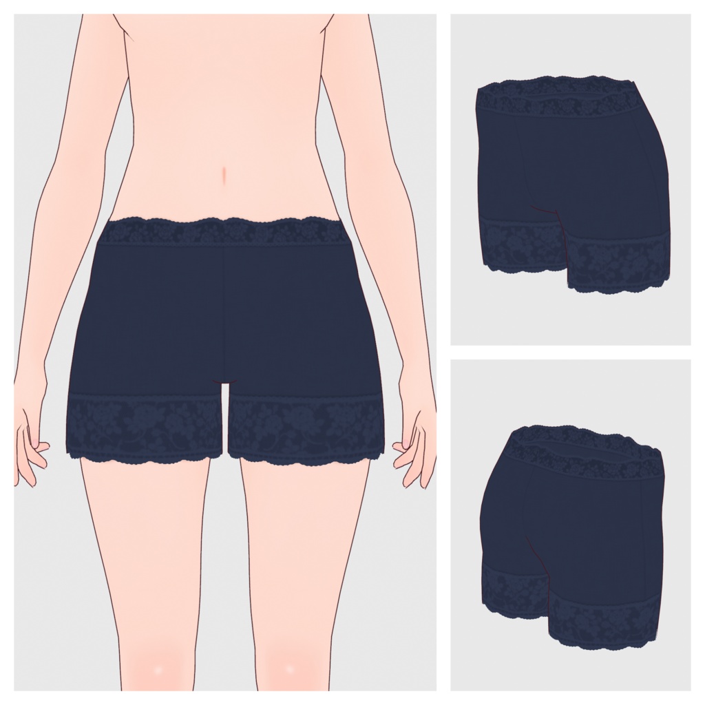 【#VRoid】レースペチパンツ(リニューアル版)【#vroidcustomitem】