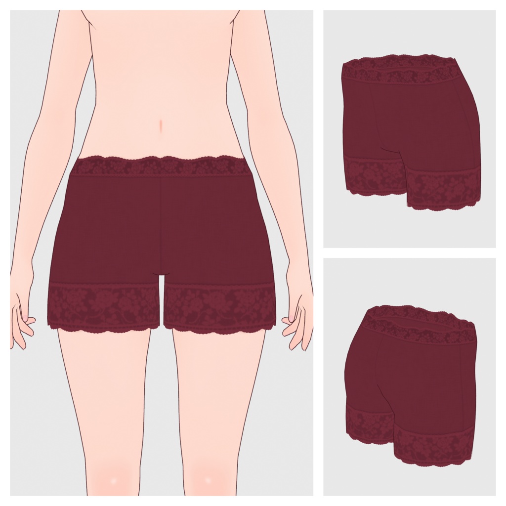 【#VRoid】レースペチパンツ(リニューアル版)【#vroidcustomitem】