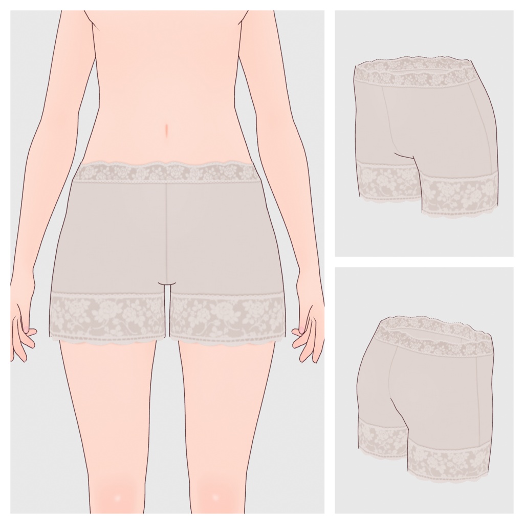 【#VRoid】レースペチパンツ(リニューアル版)【#vroidcustomitem】