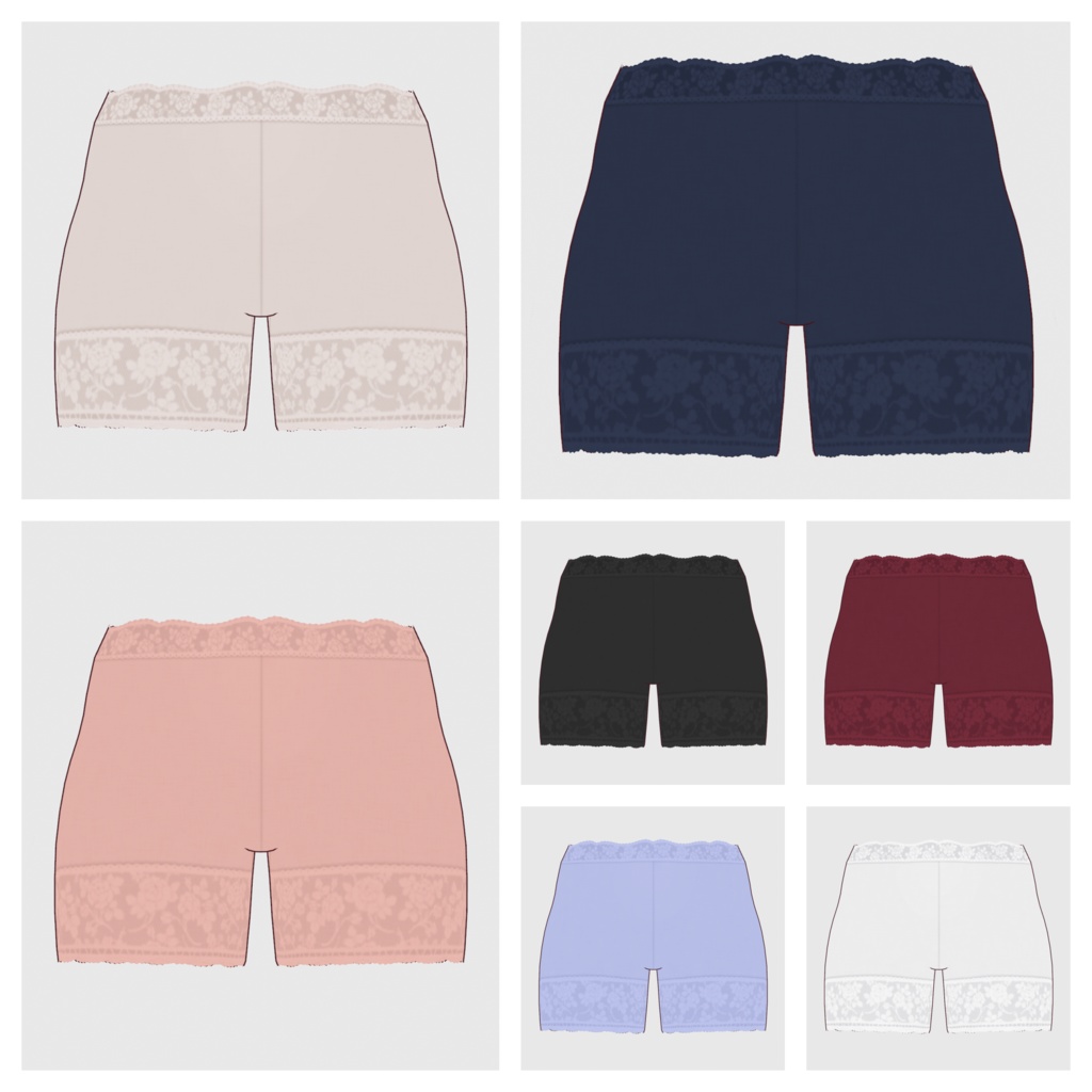 【#VRoid】レースペチパンツ（リニューアル版）【#vroidcustomitem】