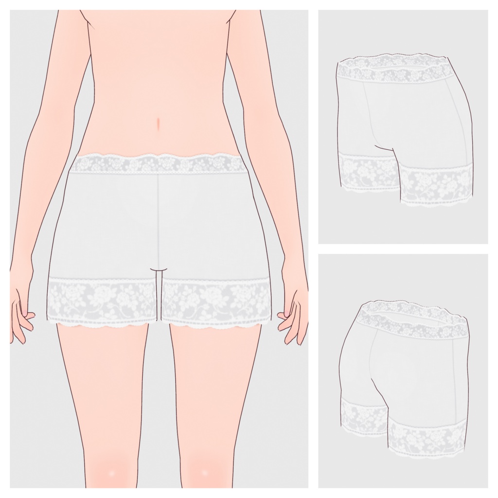 【#VRoid】レースペチパンツ(リニューアル版)【#vroidcustomitem】