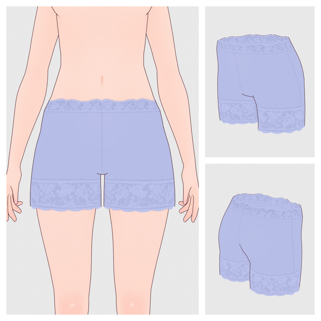 【#VRoid】レースペチパンツ(リニューアル版)【#vroidcustomitem】