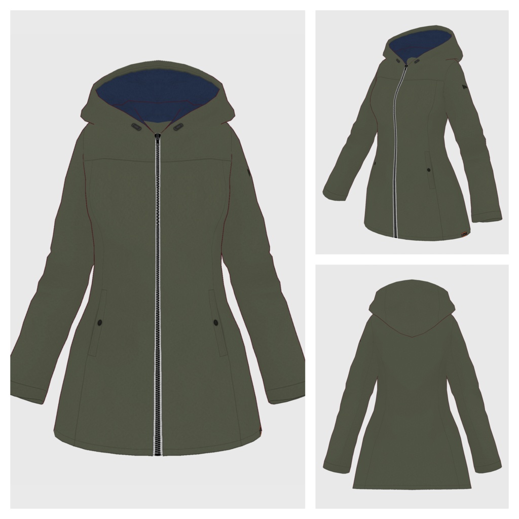 【#VRoid】フーデッドジップコート【#vroidcustomitem】