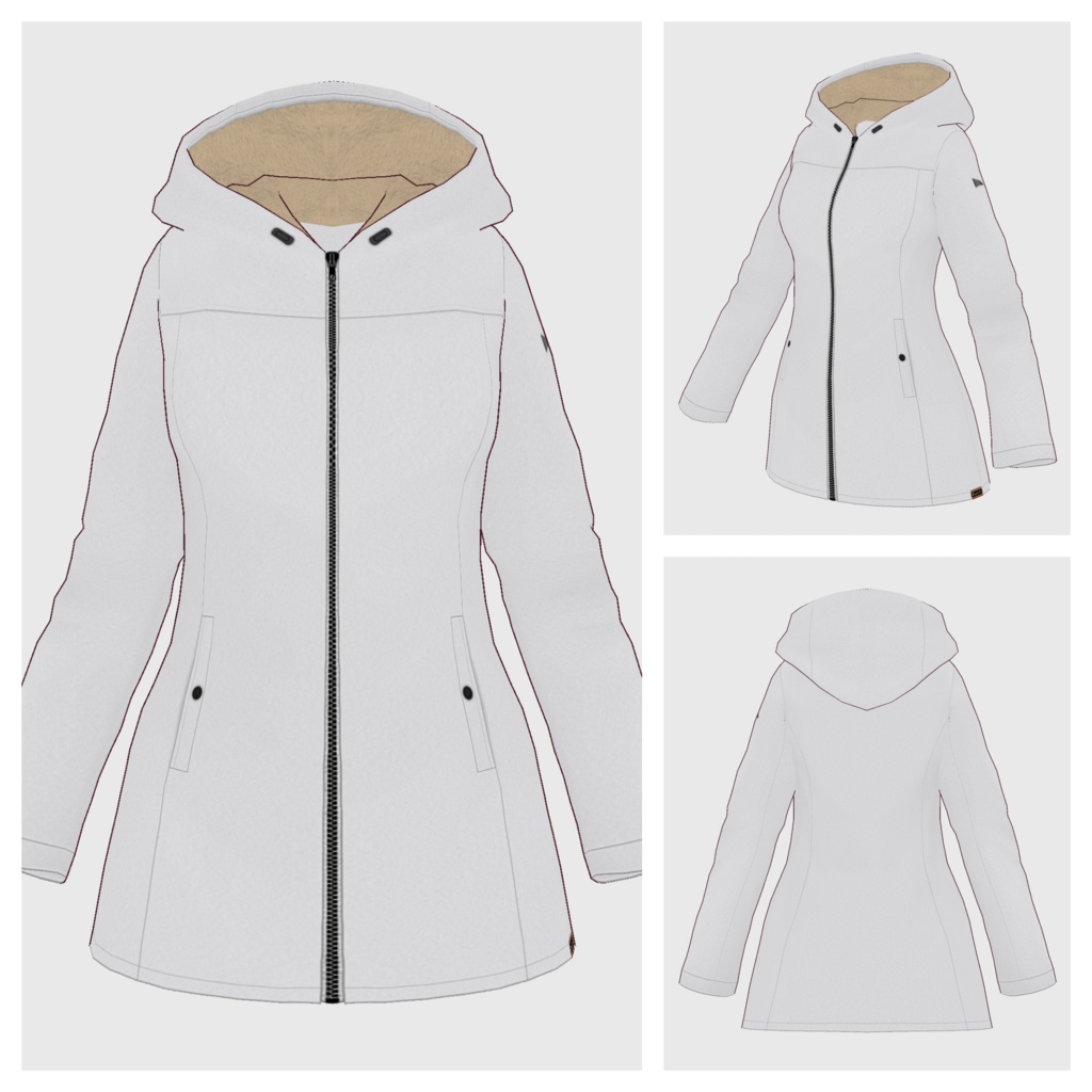 【#VRoid】フーデッドジップコート【#vroidcustomitem】