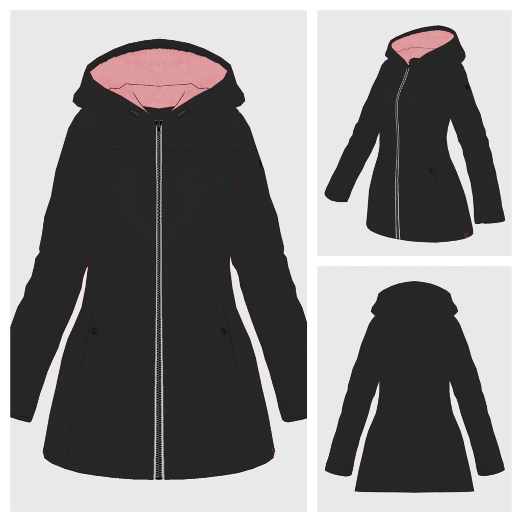 【#VRoid】フーデッドジップコート【#vroidcustomitem】