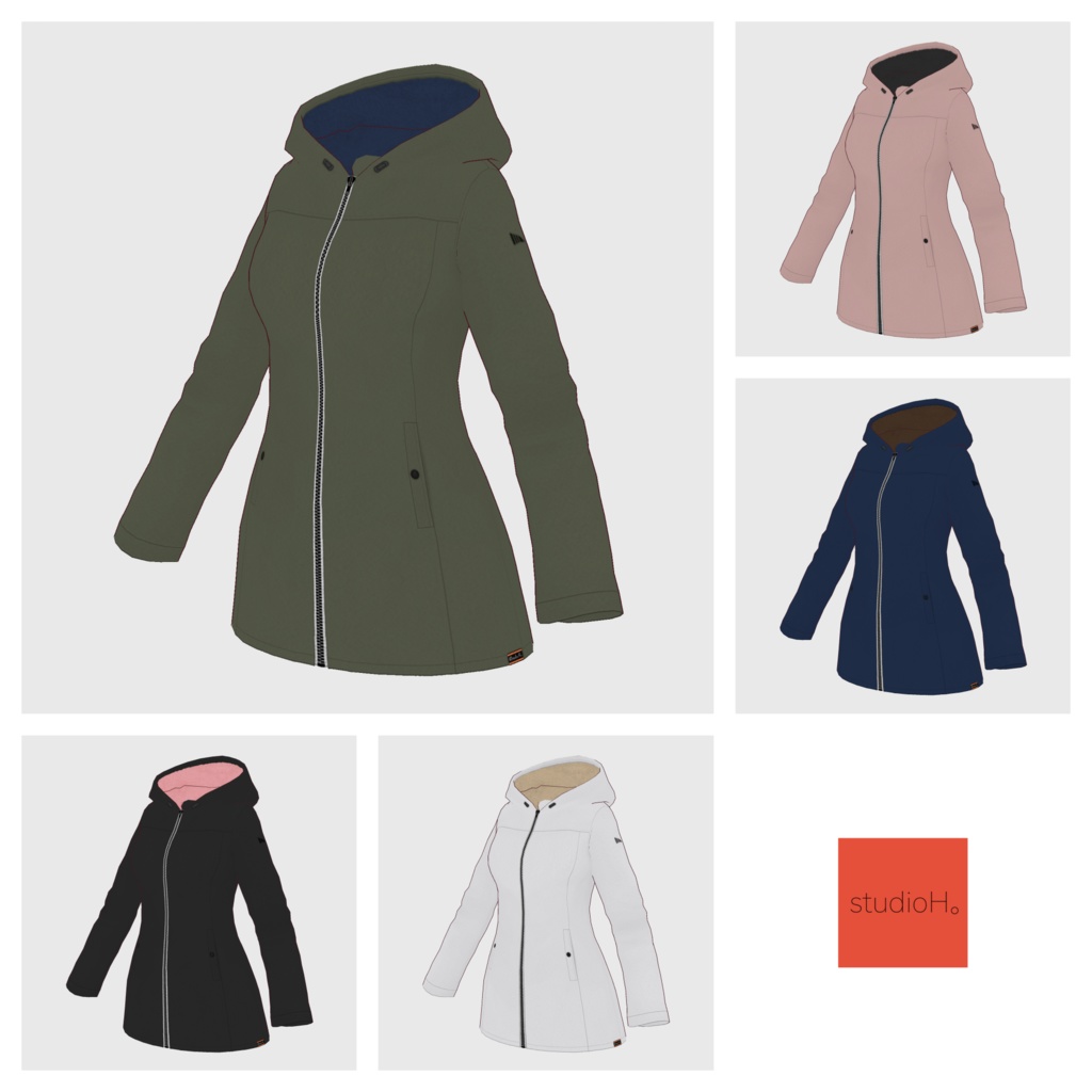 【#VRoid】フーデッドジップコート【#vroidcustomitem】