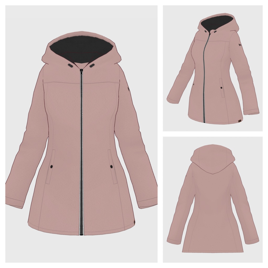 【#VRoid】フーデッドジップコート【#vroidcustomitem】