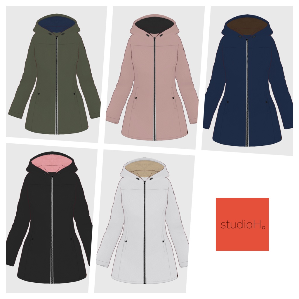 【#VRoid】フーデッドジップコート【#vroidcustomitem】