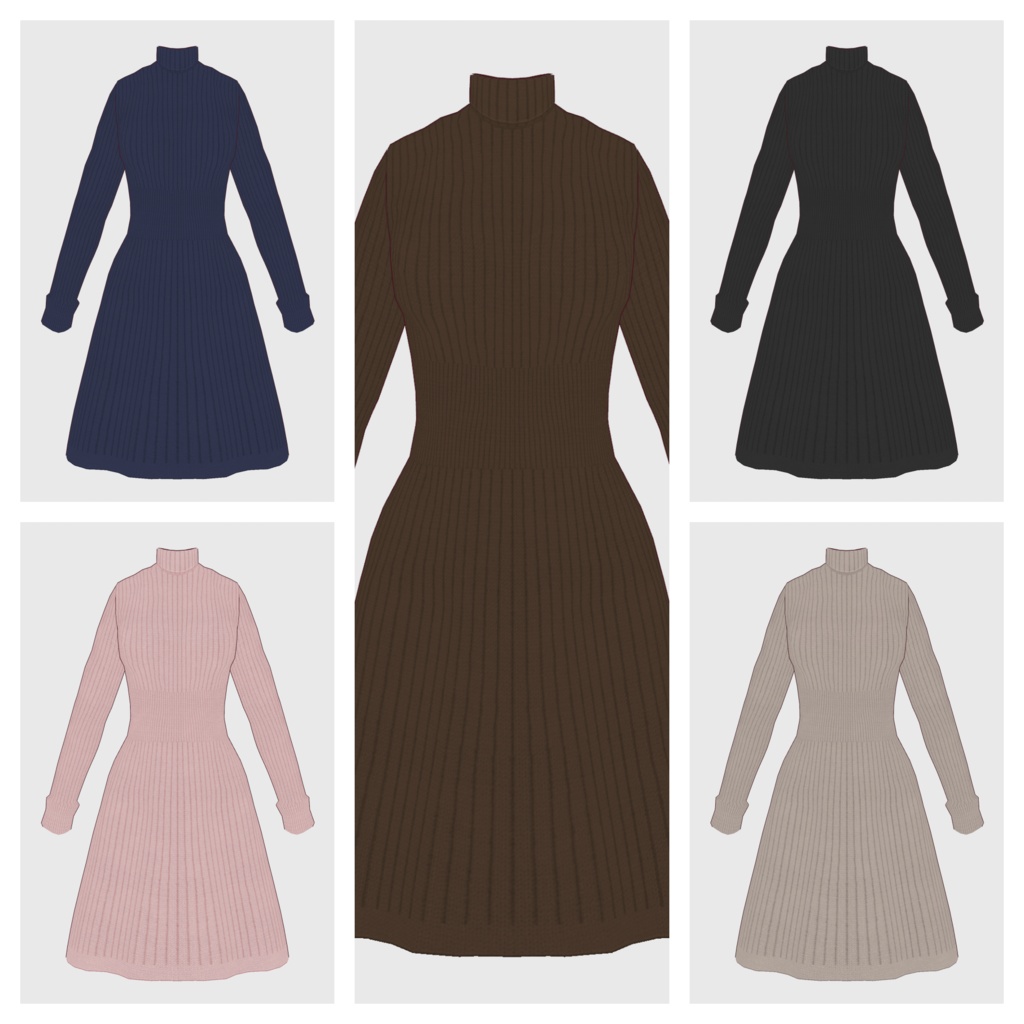 【#VRoid】タートルネッククロップニット&ニットスカート【#.vroidcustomitem】