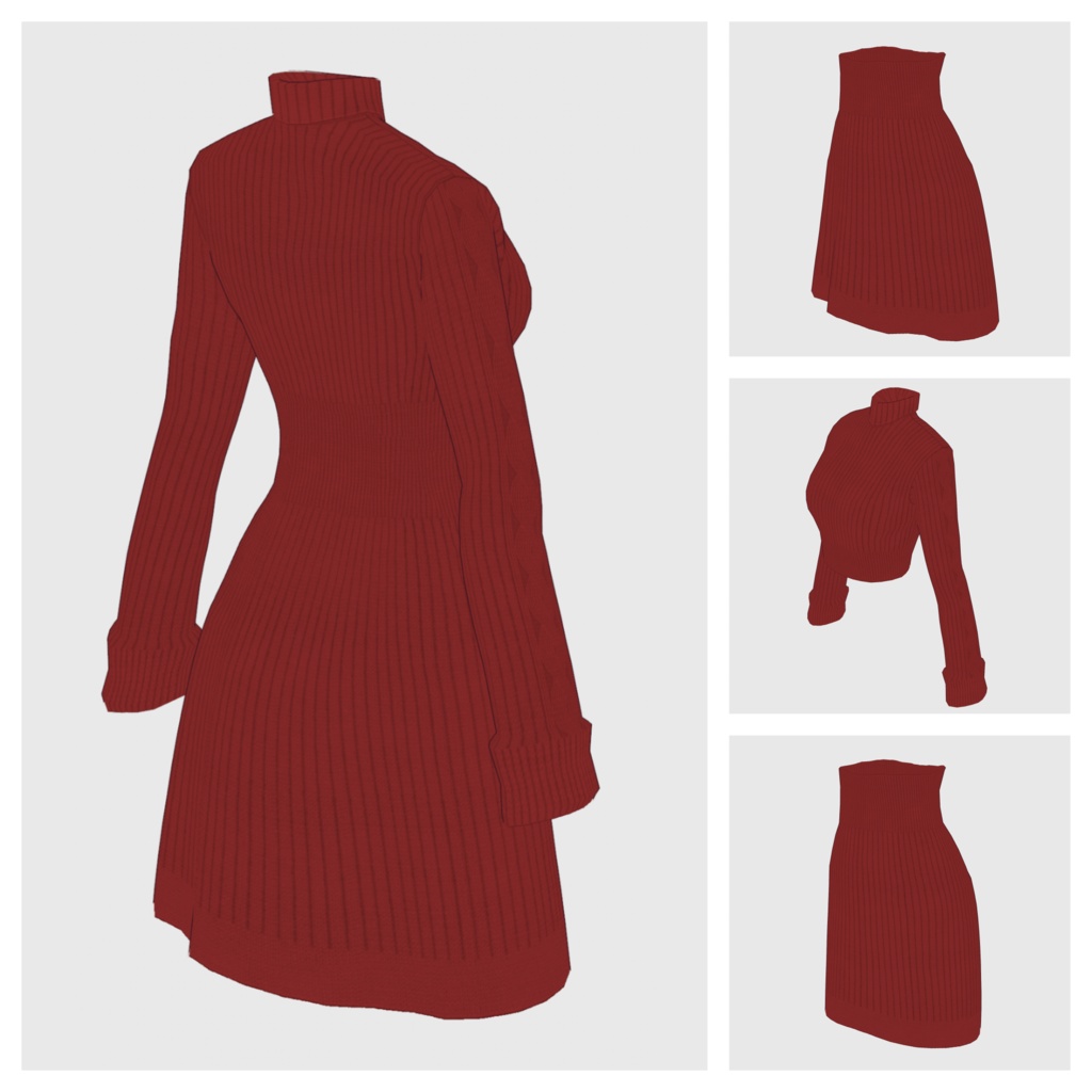 【#VRoid】タートルネッククロップニット&ニットスカート【#vroidcustomitem】