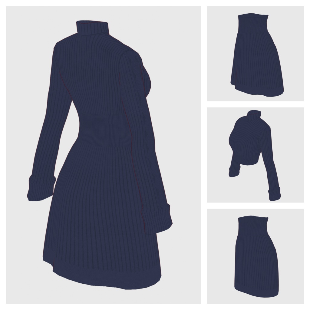 【#VRoid】タートルネッククロップニット&ニットスカート【#vroidcustomitem】