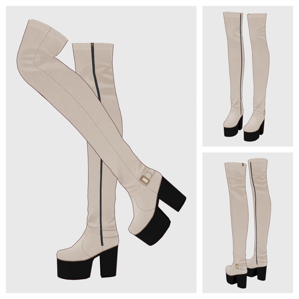 【#VRoid】厚底ニーハイブーツ/厚底ニーハイブーツ(スエードタイプ)【#vroidcustomitem】