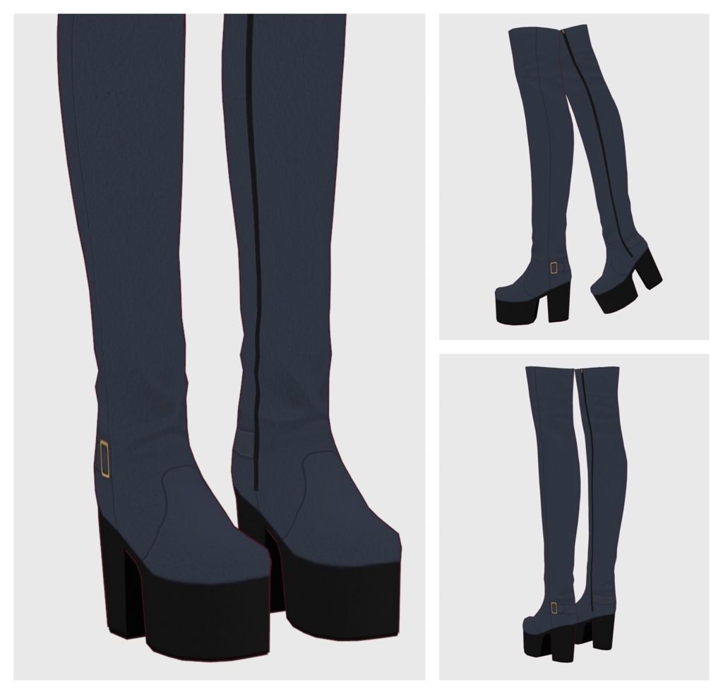 【#VRoid】厚底ニーハイブーツ/厚底ニーハイブーツ(スエードタイプ)【#vroidcustomitem】