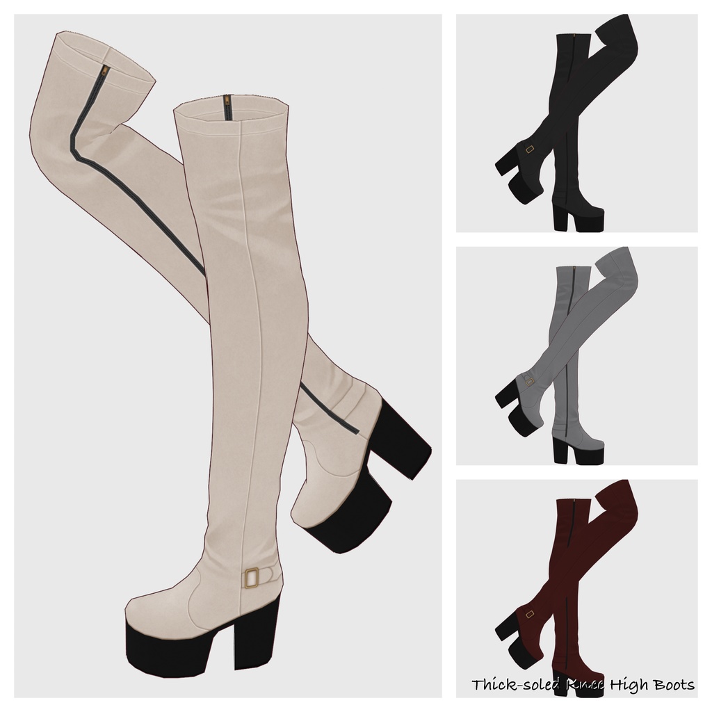 【#VRoid】厚底ニーハイブーツ/厚底ニーハイブーツ(スエードタイプ)【#vroidcustomitem】