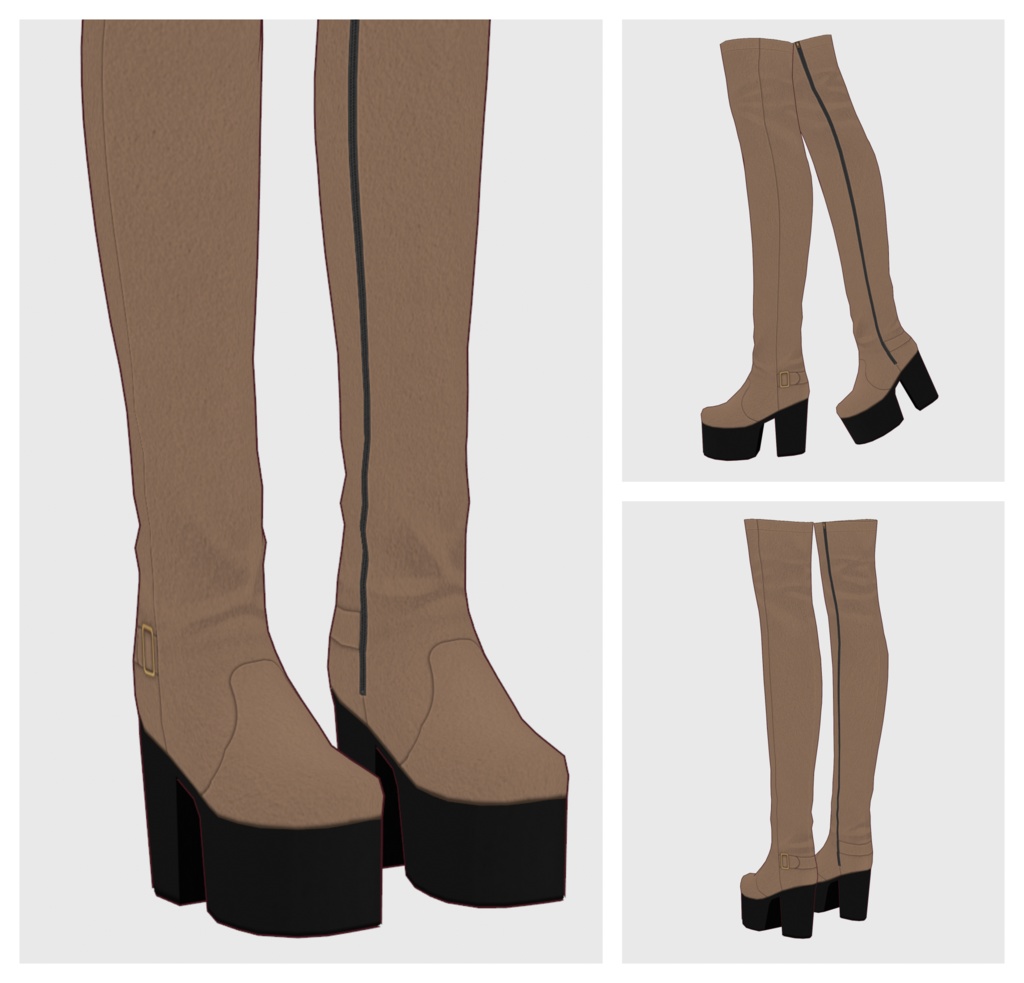 【#VRoid】厚底ニーハイブーツ/厚底ニーハイブーツ(スエードタイプ)【#vroidcustomitem】