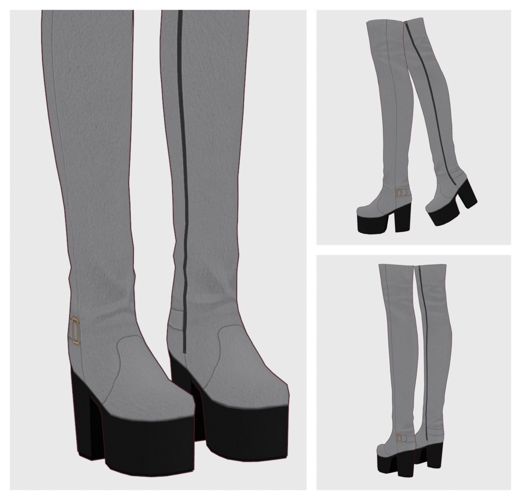 【#VRoid】厚底ニーハイブーツ/厚底ニーハイブーツ(スエードタイプ)【#vroidcustomitem】