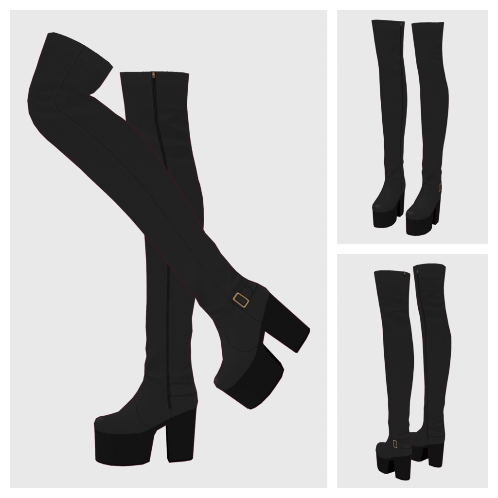 【#VRoid】厚底ニーハイブーツ/厚底ニーハイブーツ(スエードタイプ)【#vroidcustomitem】