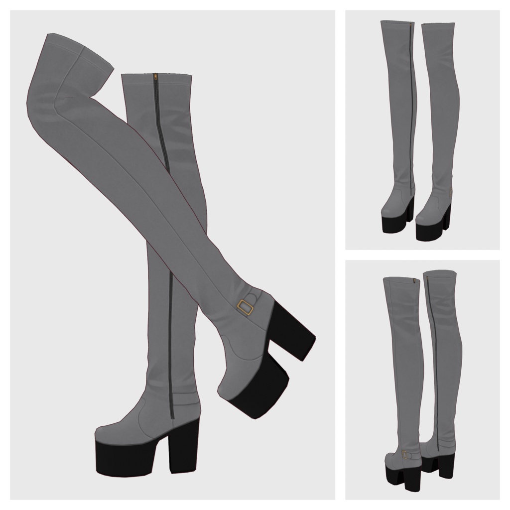 【#VRoid】厚底ニーハイブーツ/厚底ニーハイブーツ(スエードタイプ)【#vroidcustomitem】