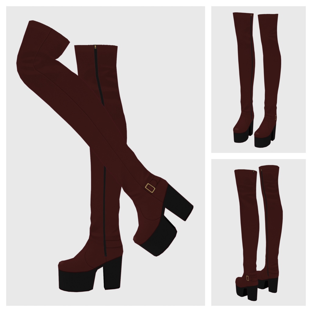 【#VRoid】厚底ニーハイブーツ/厚底ニーハイブーツ(スエードタイプ)【#vroidcustomitem】