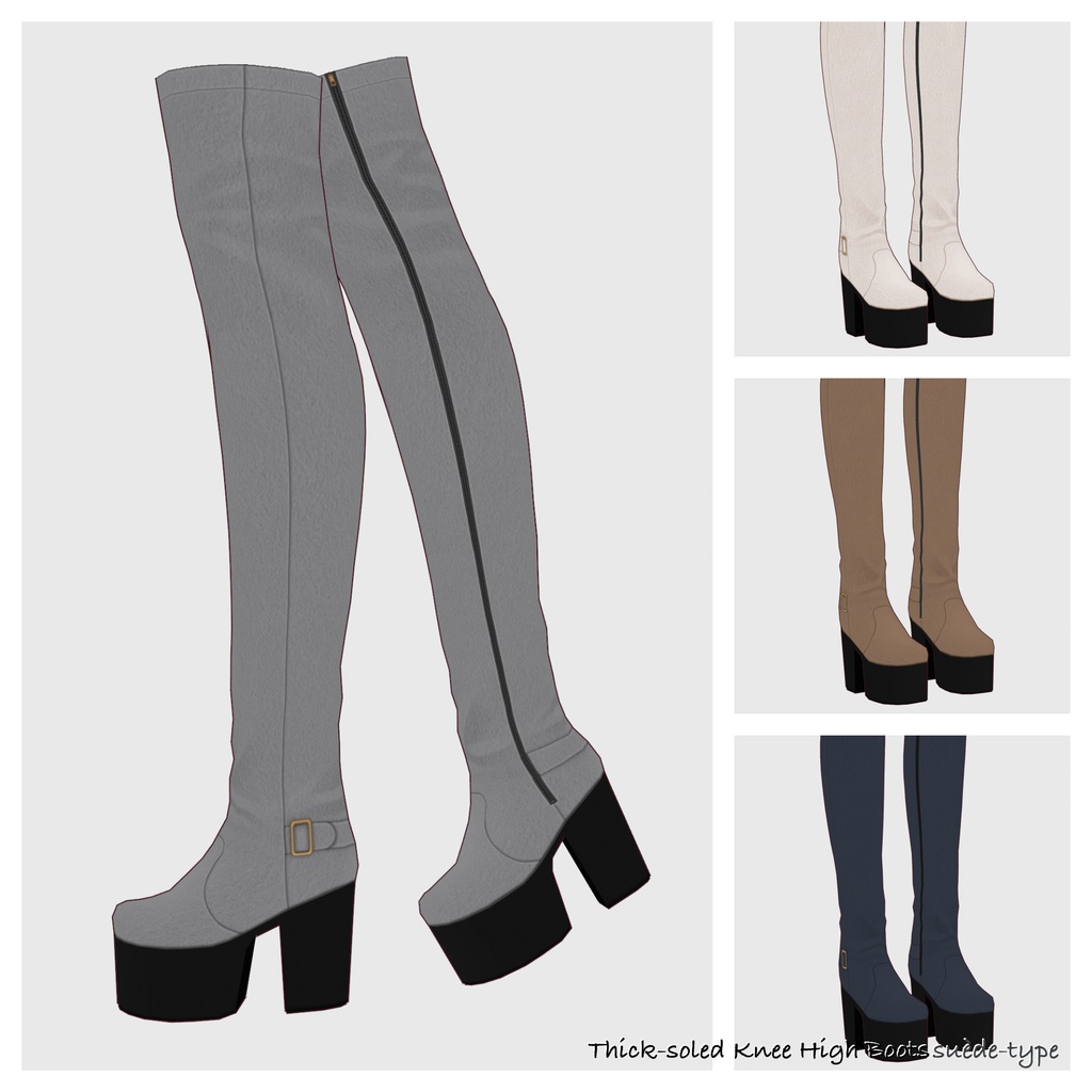 【#VRoid】厚底ニーハイブーツ/厚底ニーハイブーツ(スエードタイプ)【#vroidcustomitem】