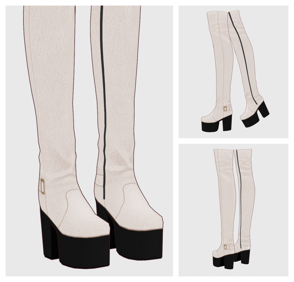 【#VRoid】厚底ニーハイブーツ/厚底ニーハイブーツ(スエードタイプ)【#vroidcustomitem】