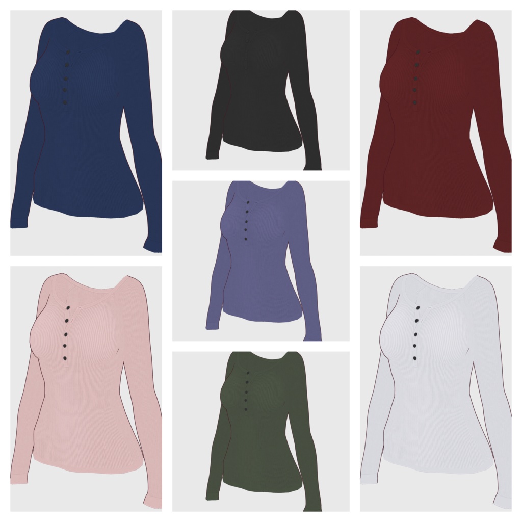 【#VRoid】ヘンリーネックリブTシャツ【#vroidcustomitem】