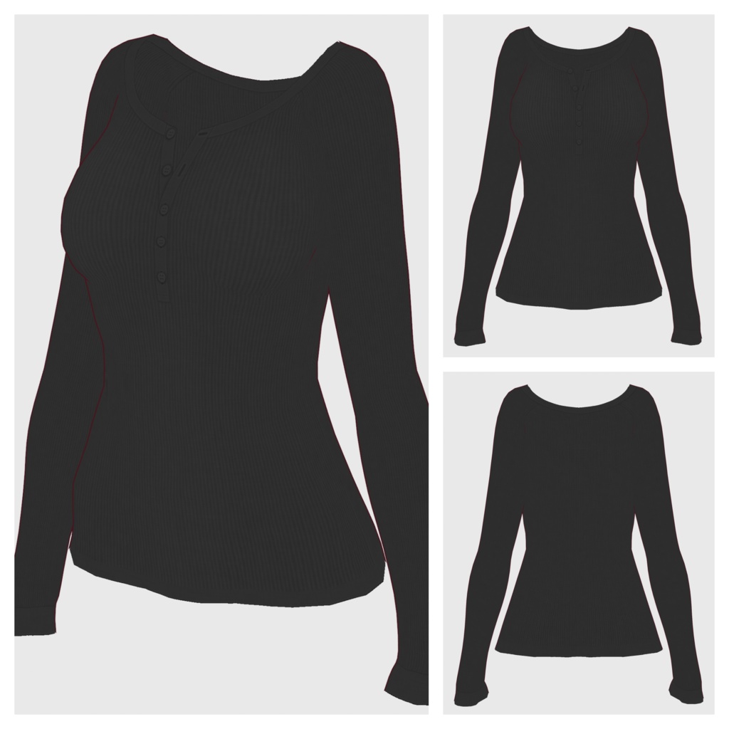 【#VRoid】ヘンリーネックリブTシャツ【#vroidcustomitem】